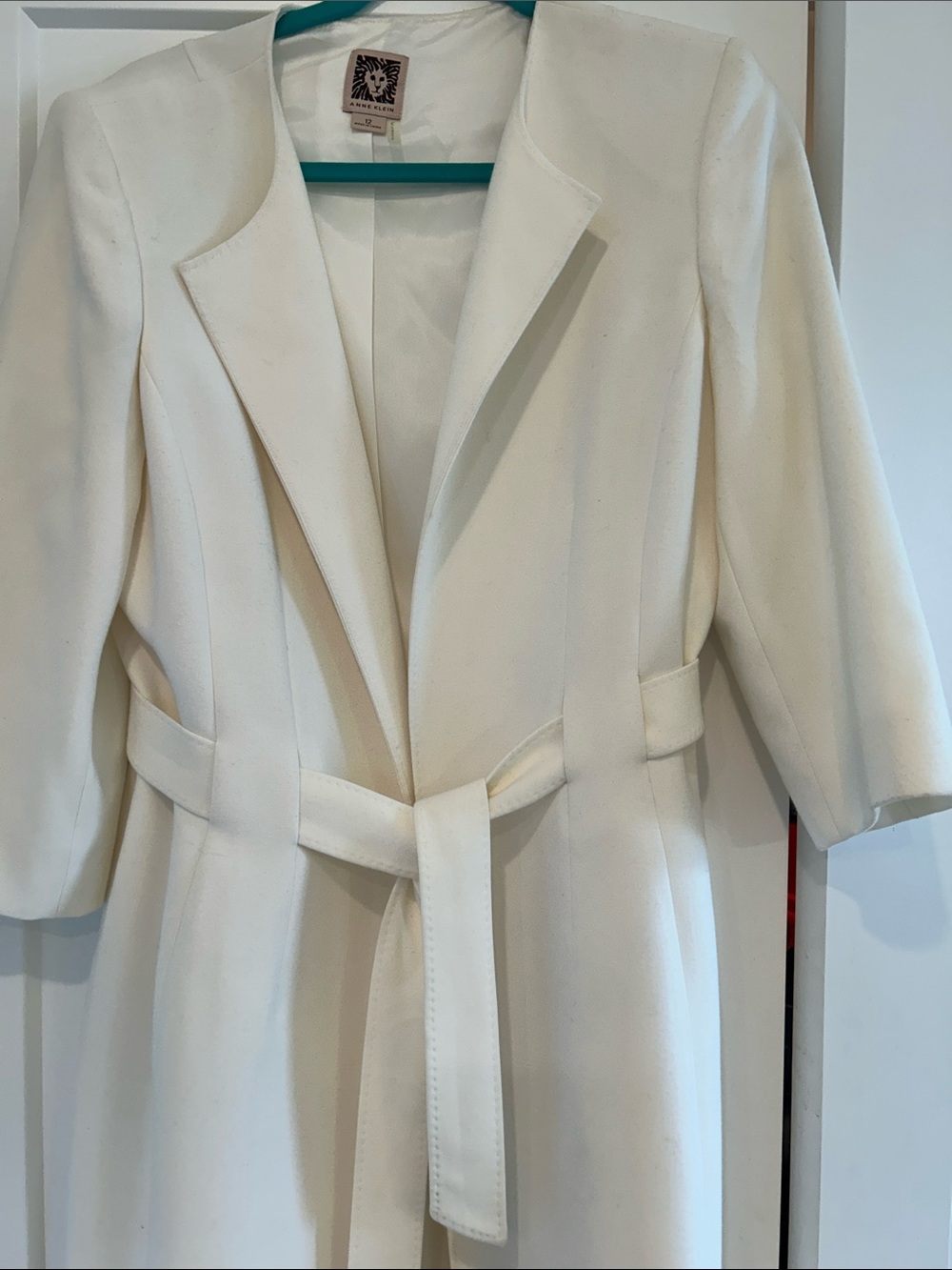 Anne Klein Cream Belted Trench Coat - Picture 2 of 6